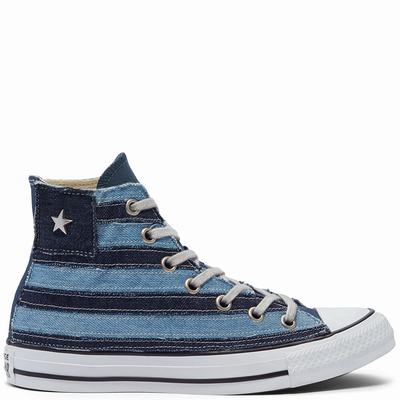 Converse Denim Patchwork Chuck 70 - Naisten Matalavartiset Tennarit - Laivastonsininen Raita